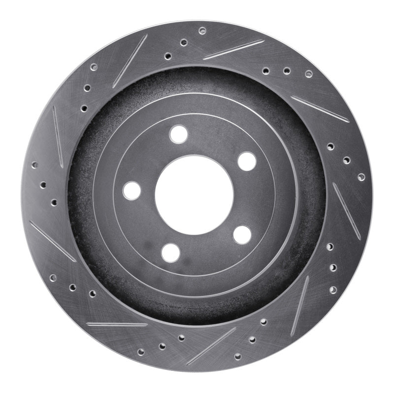 R1 Concepts R1 15-23 Ford Mustang Rear Left Drilled & Slotted Silver Brake Rotor