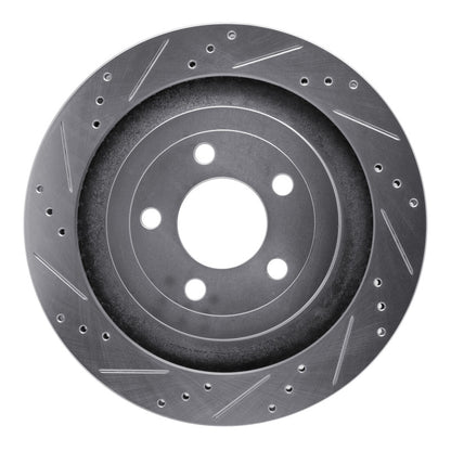 R1 Concepts R1 15-23 Ford Mustang Rear Left Drilled & Slotted Silver Brake Rotor