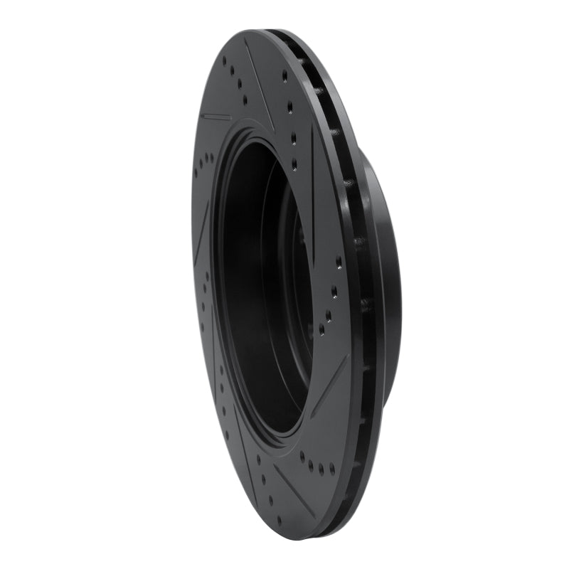 R1 Concepts R1 10-16 Hyundai Genesis Coupe Rear Left Drilled & Slotted Black Brake Rotor