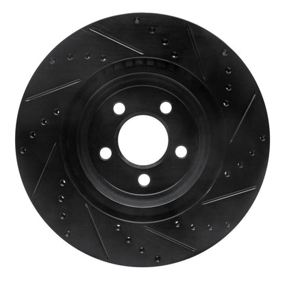 R1 Concepts R1 09-23 Dodge Challenger Front Left Drilled & Slotted Black Brake Rotor