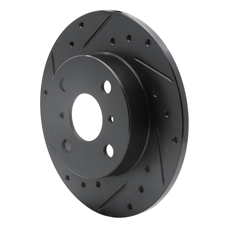 R1 Concepts R1 85-86 Toyota MR2 Rear Left Drilled & Slotted Black Brake Rotor