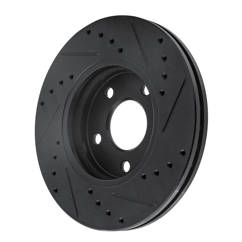 R1 Concepts R1 04-08 Chevrolet Malibu Front Left Drilled & Slotted Black Brake Rotor