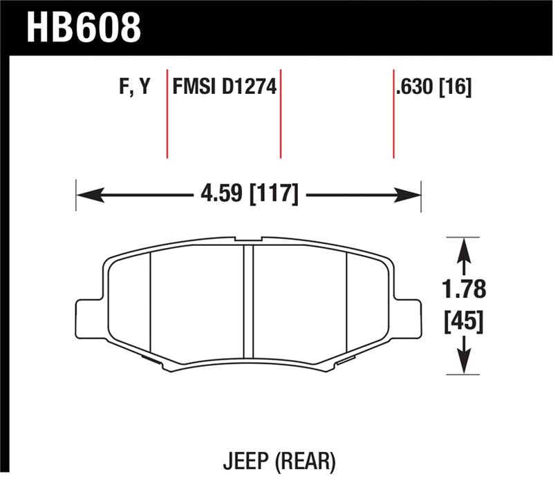 Hawk Performance Hawk 2007-2011 Dodge Nitro R/T HPS 5.0 Rear Brake Pads