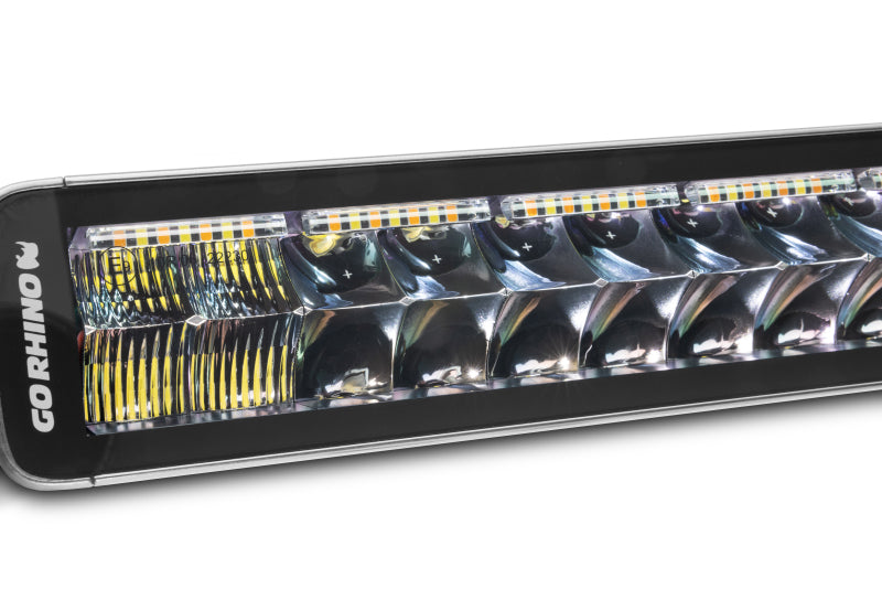 Go Rhino Xplor Blackout Combo Series Dbl Row LED Light Bar w/Amber (Side/Track Mount) 21.5in. - Blk