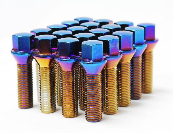 Wheel Mate Mevius Lug Bolt Set of 20 - Chrome Neon 12x1.50 50mm Cone 60 DEG TAP