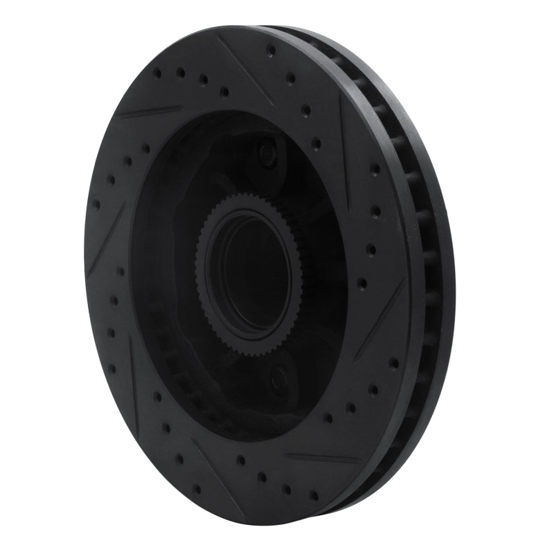 R1 Concepts R1 01-02 Chevrolet Express 3500 Front Left Drilled & Slotted Black Brake Rotor
