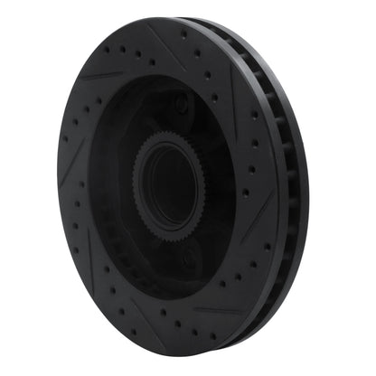 R1 Concepts R1 01-02 Chevrolet Express 3500 Front Left Drilled & Slotted Black Brake Rotor