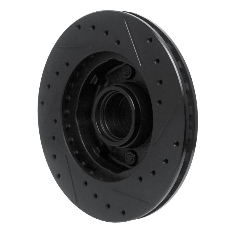 R1 Concepts R1 78-93 Ford Fairmont Front Left Drilled & Slotted Black Brake Rotor