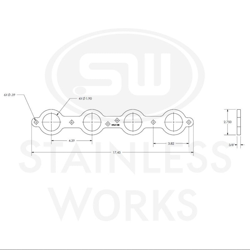 Stainless Works Chevrolet LS1/LS6 Round Port Header 304SS Exhaust Flanges 1-7/8in Primaries