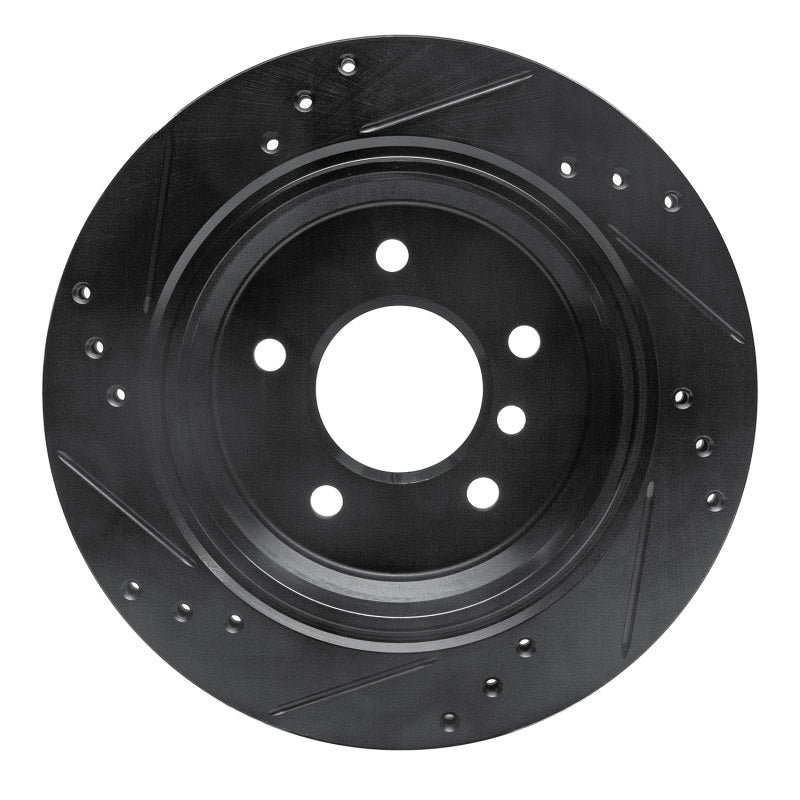 R1 Concepts R1 96-03 BMW 540I Rear Right Drilled & Slotted Black Brake Rotor