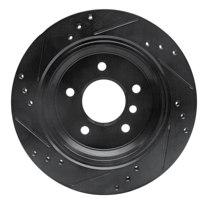 R1 Concepts R1 96-03 BMW 540I Rear Right Drilled & Slotted Black Brake Rotor