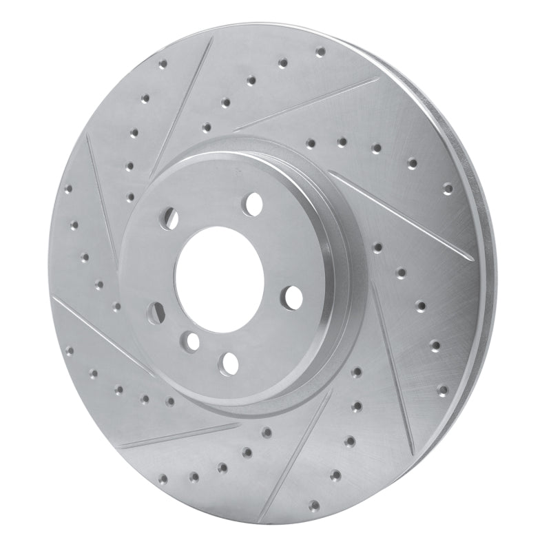R1 Concepts R1 08-19 BMW X6 Front Left Drilled & Slotted Silver Brake Rotor
