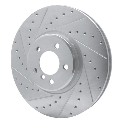 R1 Concepts R1 08-19 BMW X6 Front Left Drilled & Slotted Silver Brake Rotor