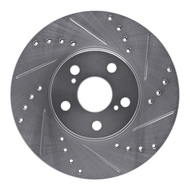 R1 Concepts R1 94-99 Toyota Celica Front Right Drilled & Slotted Silver Brake Rotor