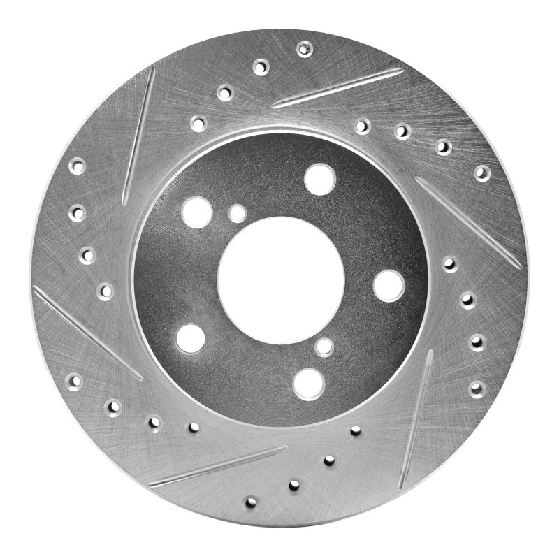 R1 Concepts R1 93-96 Subaru Impreza Front Left Drilled & Slotted Silver Brake Rotor