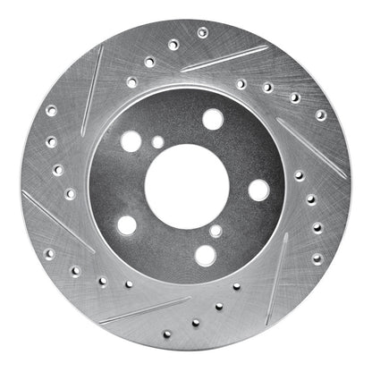 R1 Concepts R1 93-96 Subaru Impreza Front Left Drilled & Slotted Silver Brake Rotor