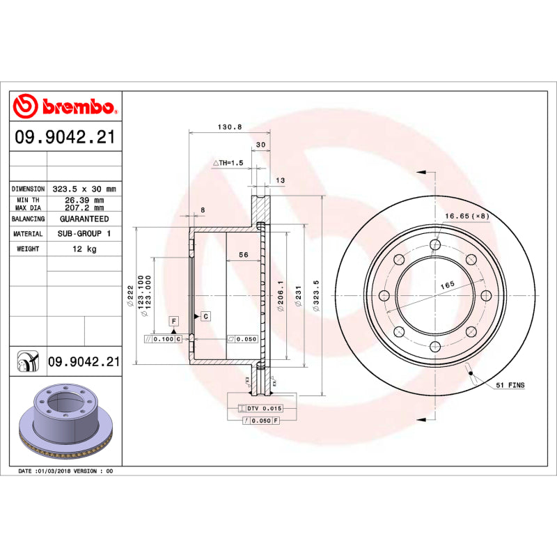 Brembo OE Brembo 07-17 Lexus LS460 Rear UV Coated Rotor