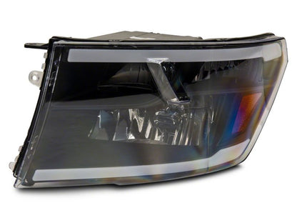Raxiom 09-18 Dodge RAM 1500/2500/3500 Axial Series Headlights w/ LED Bar- Black Housing (Clear Lens)