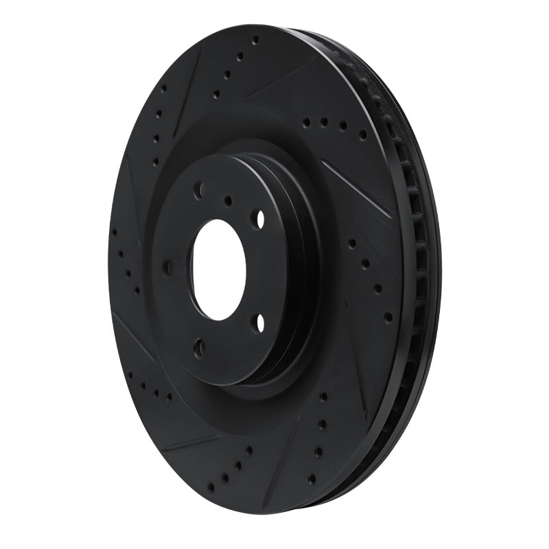 R1 Concepts R1 19-24 Infiniti QX55 Front Left Drilled & Slotted Black Brake Rotor