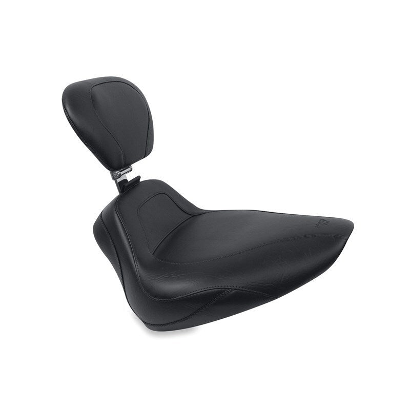 Mustang Motorcycle Mustang 84-06 Harley Standard Rear Tire Harley Sport Touring Solo Seat w/Driver Backrest - Black