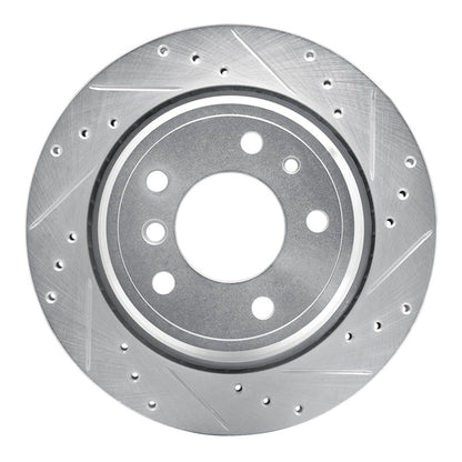 R1 Concepts R1 91-95 BMW 540I Rear Right Drilled & Slotted Silver Brake Rotor