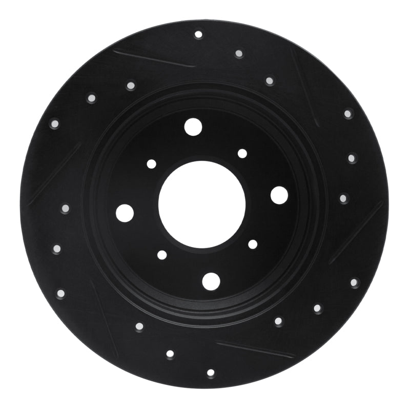 R1 Concepts R1 87-90 Acura Legend Rear Left Drilled & Slotted Black Brake Rotor