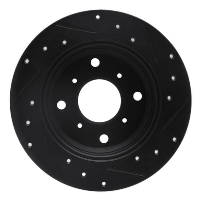 R1 Concepts R1 87-90 Acura Legend Rear Left Drilled & Slotted Black Brake Rotor
