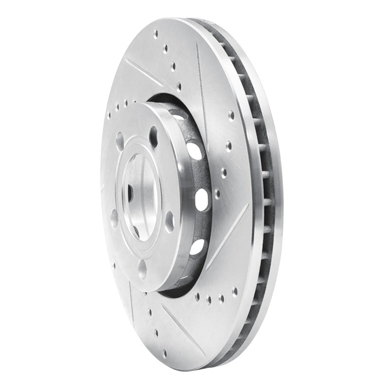 R1 Concepts R1 85-91 Audi 200 Front Right Drilled & Slotted Silver Brake Rotor