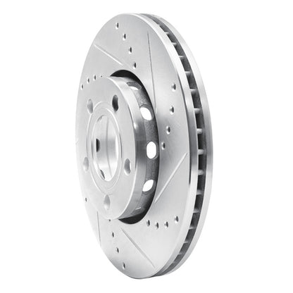 R1 Concepts R1 85-91 Audi 200 Front Right Drilled & Slotted Silver Brake Rotor