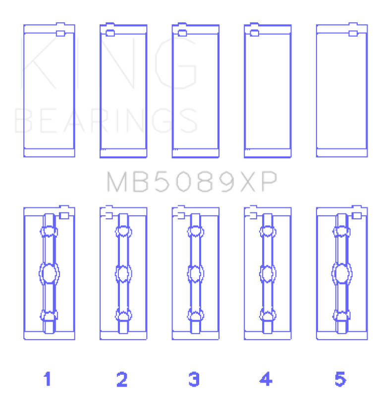 King Engine Bearings Toyota 1RZ/2RZ/3RZ Crankshaft Main Bearing Set (Set of 5)