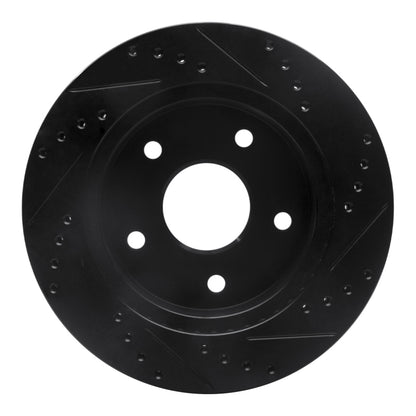 R1 Concepts R1 00-01 Dodge Ram 1500 Pickup Front Left Drilled & Slotted Black Brake Rotor