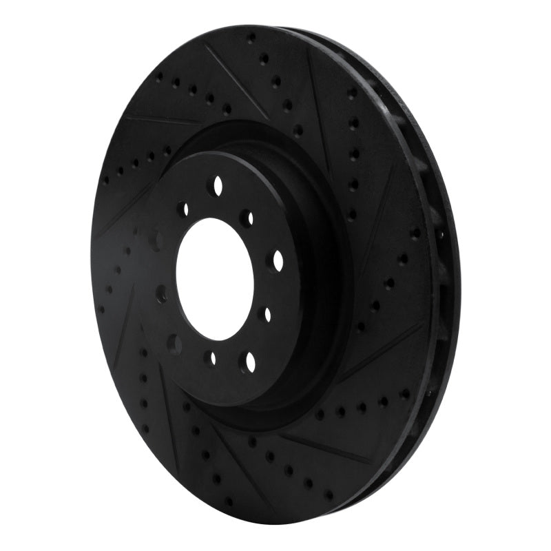 R1 Concepts R1 01-06 BMW M3 Left Front Drilled & Slotted Black Brake Rotor