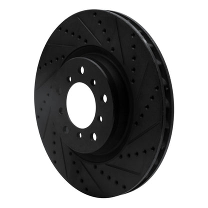R1 Concepts R1 01-06 BMW M3 Left Front Drilled & Slotted Black Brake Rotor