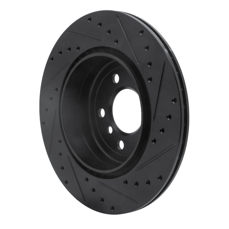 R1 Concepts R1 11-16 BMW 535I Rear Left Drilled & Slotted Black Brake Rotor