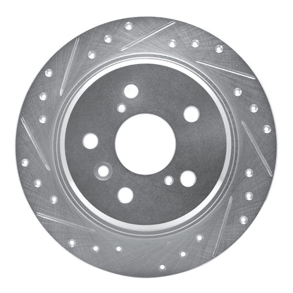 R1 Concepts R1 95-99 Toyota Avalon Rear Left Drilled & Slotted Silver Brake Rotor