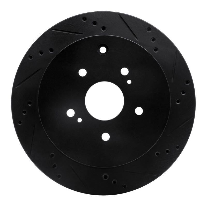 R1 Concepts R1 09-17 Suzuki Grand Vitara Rear Right Drilled & Slotted Black Brake Rotor
