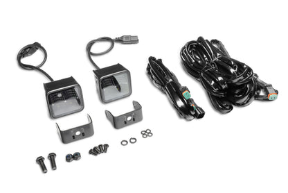 Go Rhino Xplor Blackout Series Cube LED Flood Light Kit (Surface/Threaded Stud Mnt) 2x2 - Blk (Pair)