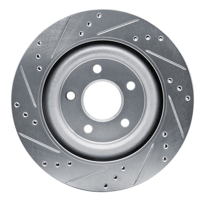 R1 Concepts R1 06-08 Jaguar S-Type Rear Right Drilled & Slotted Silver Brake Rotor
