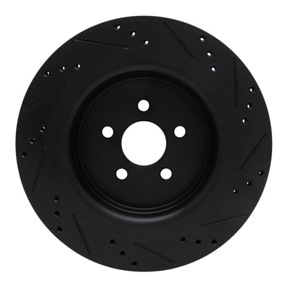 R1 Concepts R1 19-24 Ford Edge Rear Left Drilled & Slotted Black Brake Rotor