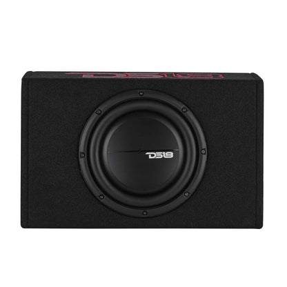 DS18 Single 10in Shallow Enclosure w/ Subwoofer 350 Watts RMS Sealed Black Carpet Amplified