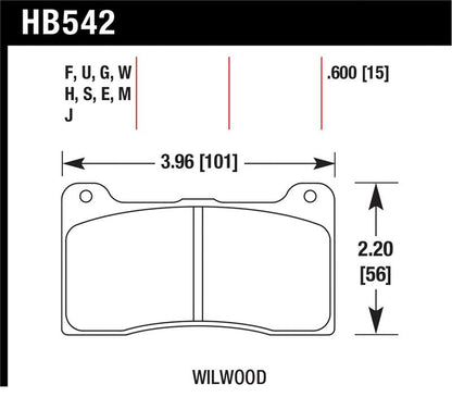 Hawk Performance Hawk Wilwood Dynapro Narrow Mount/NDL/Radial Mount Billet DTC-60 Race Brake Pads