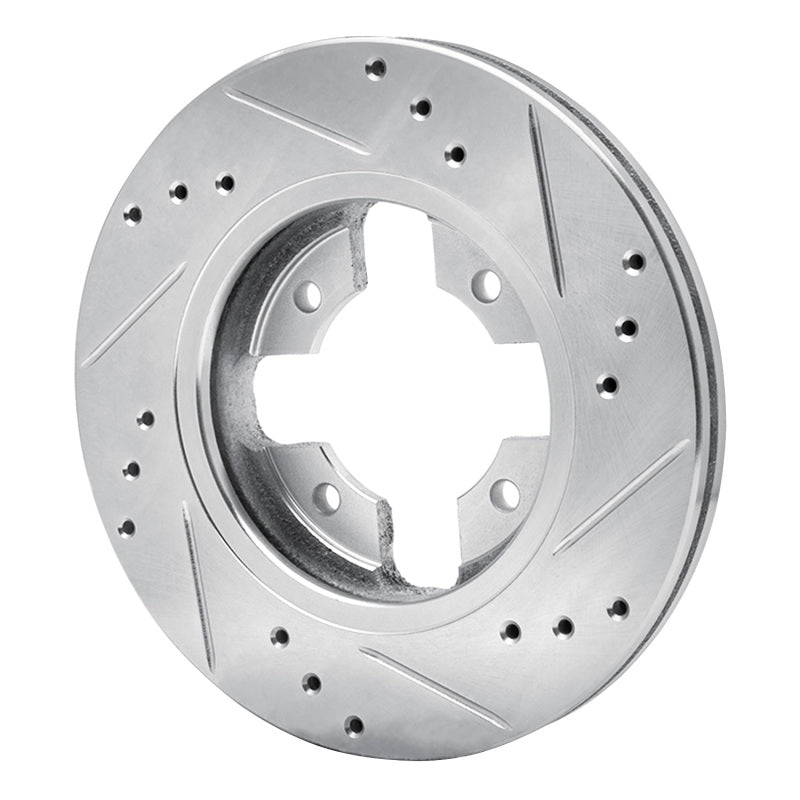 R1 Concepts R1 1984-1986 Nissan 300ZX Front Left Drilled & Slotted Silver Brake Rotor