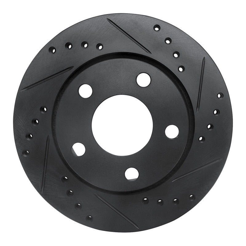 R1 Concepts R1 00-02 Audi S4 Rear Right Drilled & Slotted Black Brake Rotor