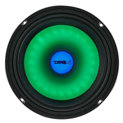 DS18 8in 275 Watts RMS 4 ohm Mid Range Loudspeaker w/ Translucent Dust Cap and Cone w/RGB LED Lights