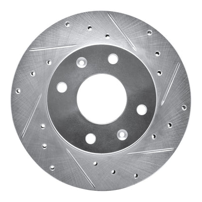 R1 Concepts R1 88-07 Dodge Colt Front Right Drilled & Slotted Silver Brake Rotor