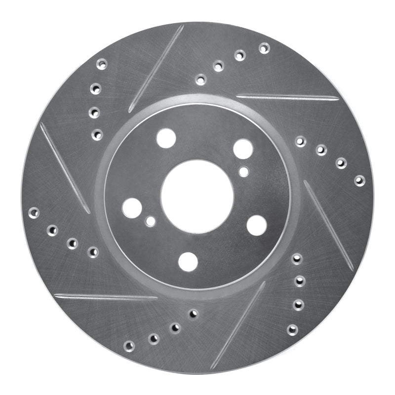 R1 Concepts R1 08-19 Pontiac Vibe Front Left Drilled & Slotted Silver Brake Rotor
