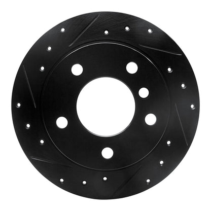 R1 Concepts R1 95-99 BMW 318TI Rear Left Drilled & Slotted Black Brake Rotor
