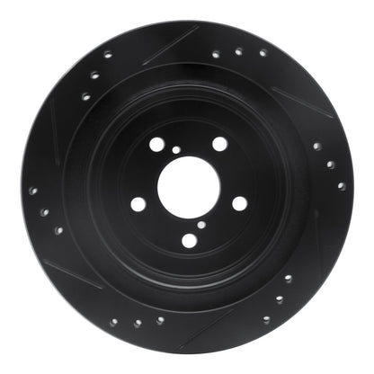 R1 Concepts R1 05-09 Subaru Impreza Rear Right Drilled & Slotted Black Brake Rotor