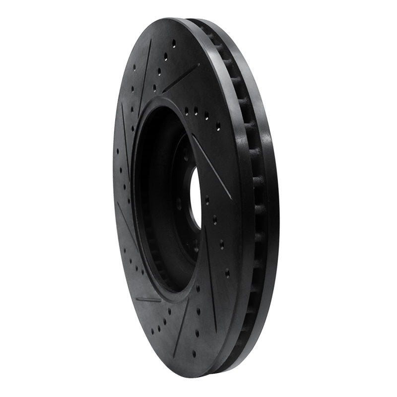 R1 Concepts R1 10-24 Jaguar XKR Front Right Drilled & Slotted Black Brake Rotor