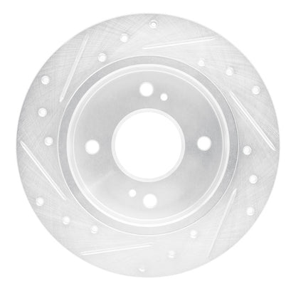 R1 Concepts R1 89-98 Nissan 240SX Rear Right Drilled & Slotted Silver Brake Rotor